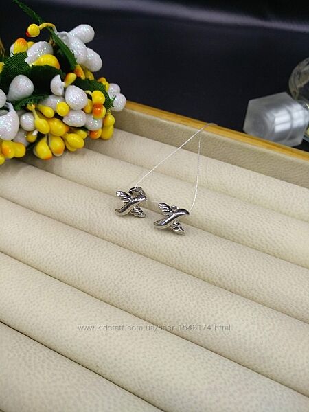 Серебряные небольшие модные оригинальные серьги гвоздики пусеты крестики кр
