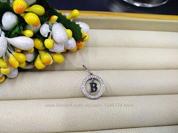Серебряный нежный модный классика кулон подвеска буква в с фианитом 925