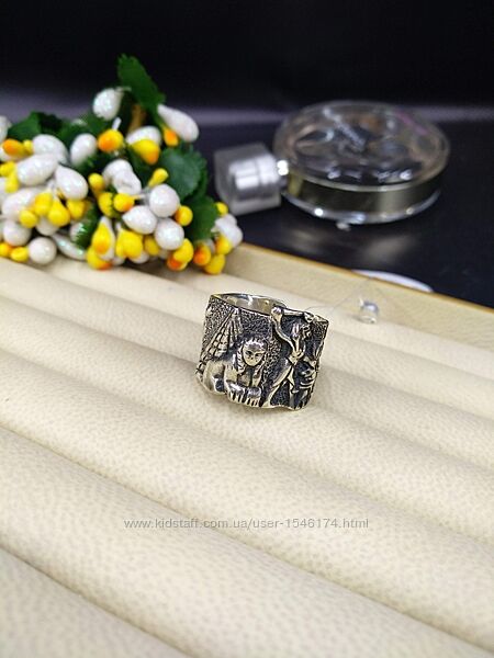 Серебряное массивное толстое кольцо египет чернение последн. размер 17 скид