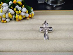 Серебряный классический красивый шикарный большой мужской крестик 925