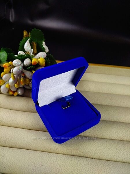 Ювелирная подарочная футляр коробочка для кулона подвески синий квадрат