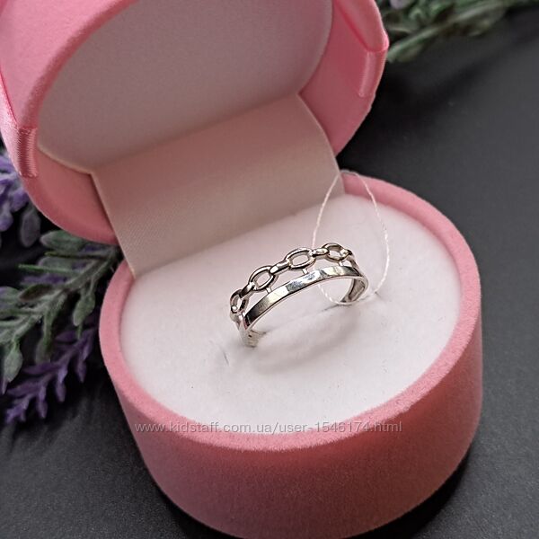 Серебряное стильное модное кольцо цепь цепочка звенья 925 размер 17 и 18