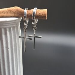 Серебряные серьги кольца конго подвески висюльки кресты 925 англ. застежка
