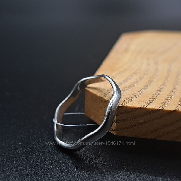 Серебряное эльфийское минимал кольцо перстень волна 925 