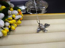 Серебряный кулон подвеска сова ястреб сокил 925 неродованный чернение