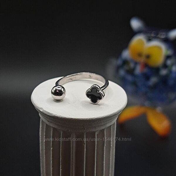 Серебряное безразмерное фаланговое кольцо шар в стиле ван клиф 925