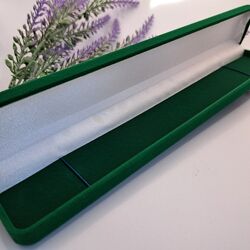 Ювелирная подарочная упаковка футляр коробочка для цепей зеленая бархатная