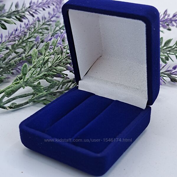 Ювелирная упаковка футляр коробочка для сережек синий квадрат бархатный