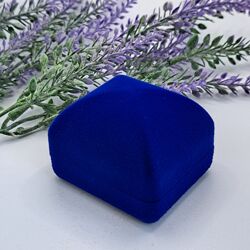 Ювелирная упаковка футляр коробочка для кольца квадрат синий бархатный