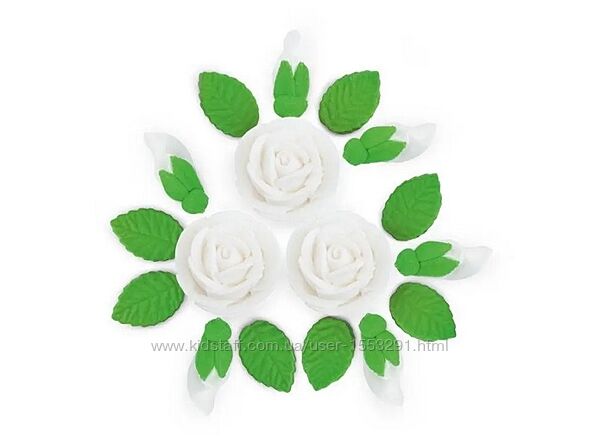 Набір прикраси з мастики Білі троянди