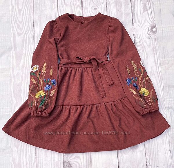 плаття мікровельвет з вишивкою 140-164р