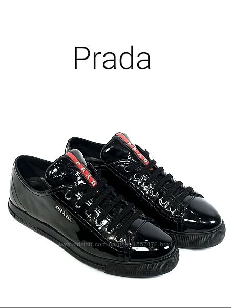 Кожаные лаковые кроссовки Prada Оригинал
