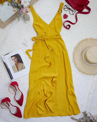 Платье сарафан желтый вискоза миди & Other Stories на запах