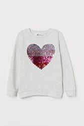 Суперовый свитшот с сердцем из реверсных пайеток H&M 