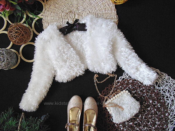 Шикарне пухнасте біле болеро
