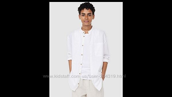 Бомбезна біла сорочка з льону H&M