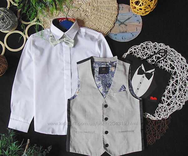 Крутецький комплект біла сорочка та жилет Next