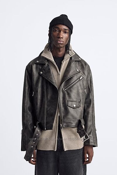 Байкерская куртка косуха из искусственной кожи Zara