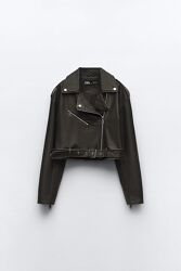 Женская короткая куртка косуха в байкерском стиле zara