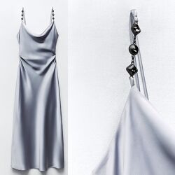 Женское атласное нарядное платье ZARA