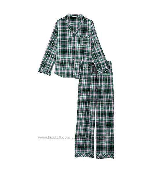 Женская пижама Victoria&acutes Secret Flannel Long PJ Set Green Pop Plaid