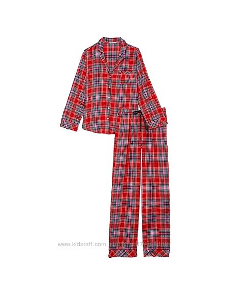 Пижама Flannel Long Pajama Set Lipstick Beauty Plaid Victoria&acutes Secret