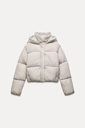 Стеганая молочная куртка анорак Zara