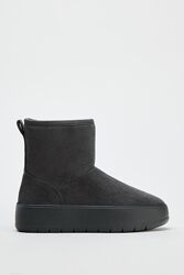 Женские ботинки угги дутики с мехом Zara