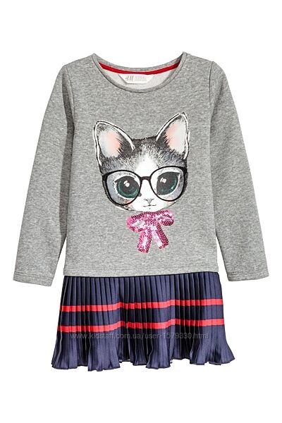 Дитяче святкове плаття для дівчинки h&m котики, сукня з кішечкою h&m платье