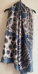 Большой кашемировый шарф палантин кашемир с леопардовым принтом