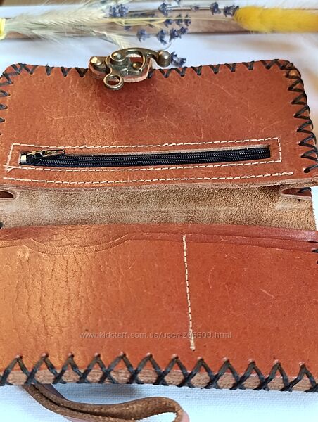 Шкіряний гаманець, клатч. Ручна робота.