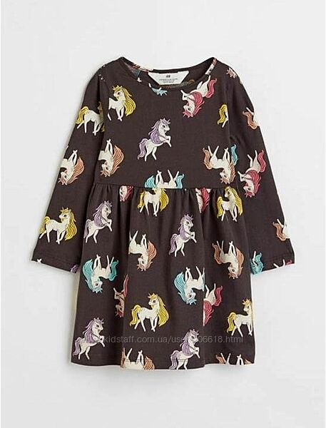 Фирменное платье H&M с единорогами девочкам