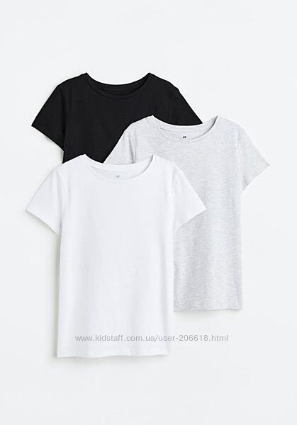 Футболка футболки базові H&M біла сіра чорна бавовна