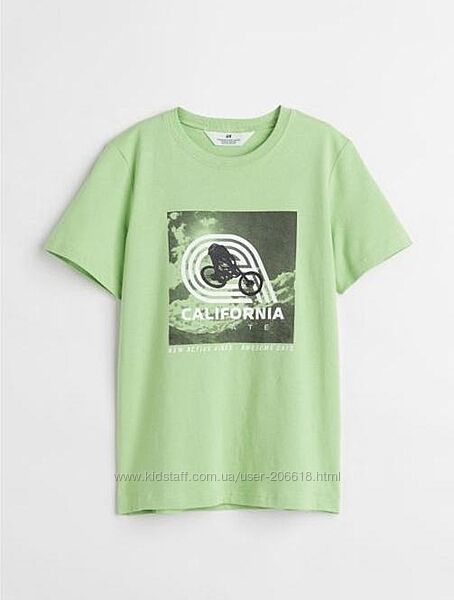 Футболки футболка салатова H&M бавовна принт