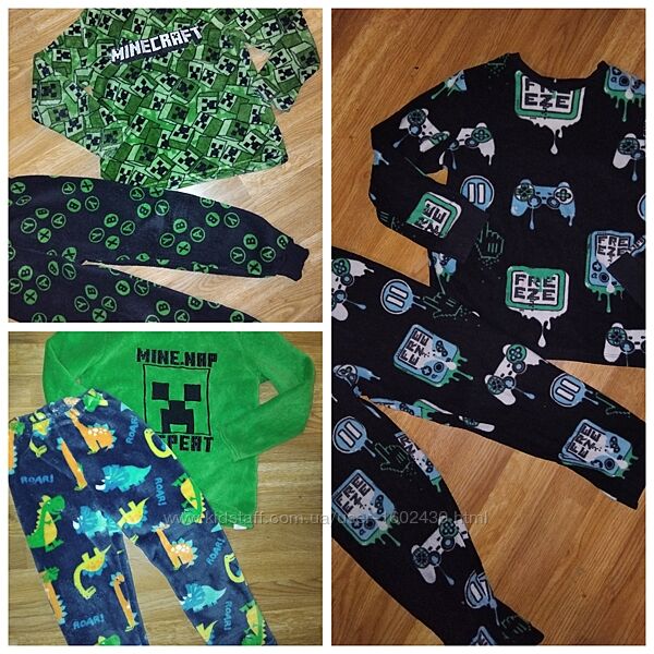 Штаны флисовые Дінозаври Піжама на хлопчика 5-7 років Геймер Майнкрафт