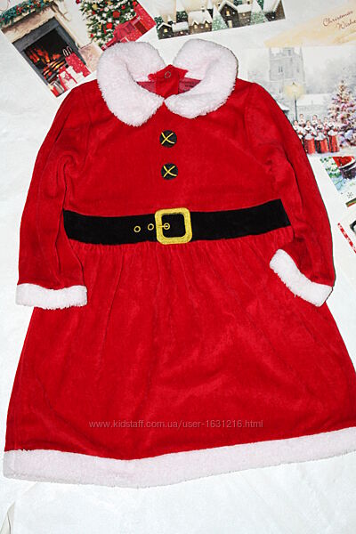 Новогоднее платье Санта помощница р -86/92 бархатное в идеальном состояни