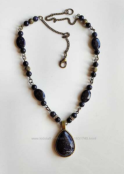 Авантюрин, ночь Каира, ожерелье с авантюрином 