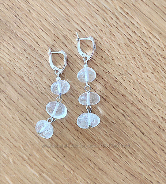 Длинные серьги из натурального хрусталя, горный хрусталь