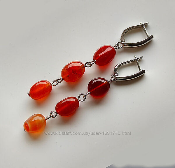 Серьги из сердолика, натуральный камень