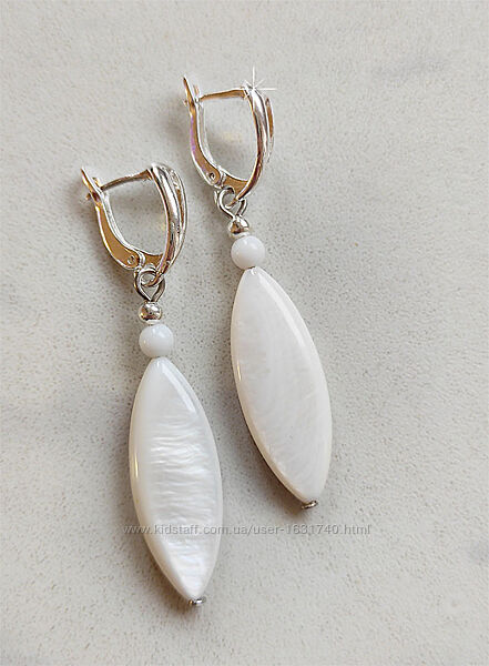 Длинные серьги из перламутра, перламутровые серьги