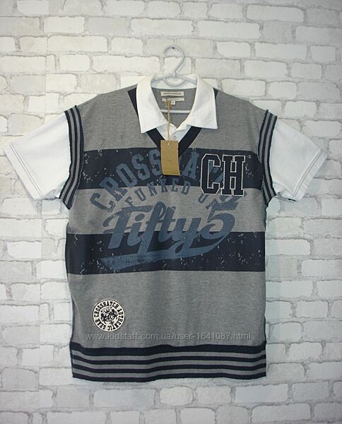 Стильная футболка-поло с принтом  Crosshatch  50-52 р