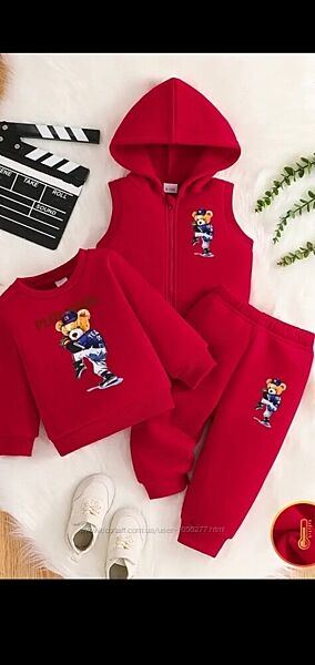 Дитячий теплий костюм трійка на флісі, 4-5 років