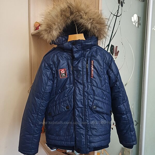 Фірмова, дуже тепла якісна зимова куртка з натуральним мехом ЄНОТА 122 ріс