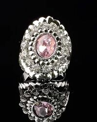  Кольцо с розовым кристаллом код 476