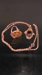  Комплект украшений женский цепочка, кулон и кольцо код 657