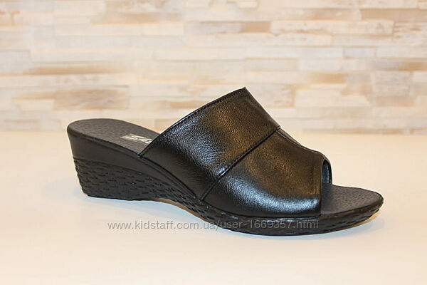  Шлепанцы женские черные натуральная кожа б1255