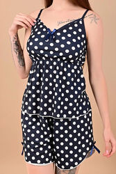 Пижама женская синяя горох п465