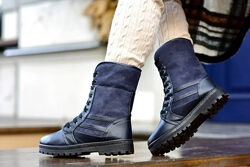 Ботинки женские синие зимние с226