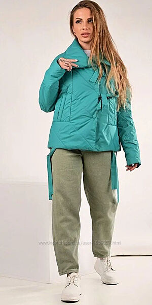  Куртка женская демисезонная бирюзовая код п476