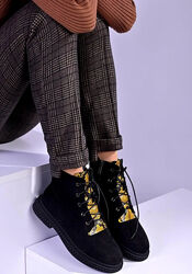  Ботинки женские зимние черные замшевые с295